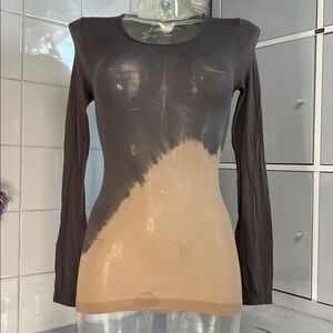 Sheer Stocking Top: DuoTone Brown/Tan Tie-Dye O/S